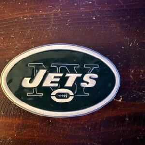 New York Jets Oval Logo Belt Buckle - Green and White